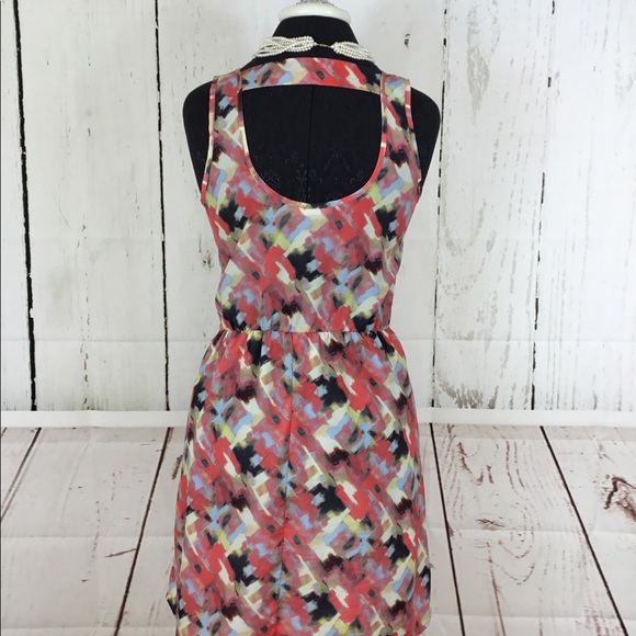 Lush Multi Color Summer Sun Dress Cut Out Back - Picture 4 of 7